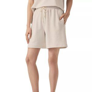 118$ Splendid Waffle Knit Scuba Pull-On Shorts Ties Waist Size S Moonstone Gray